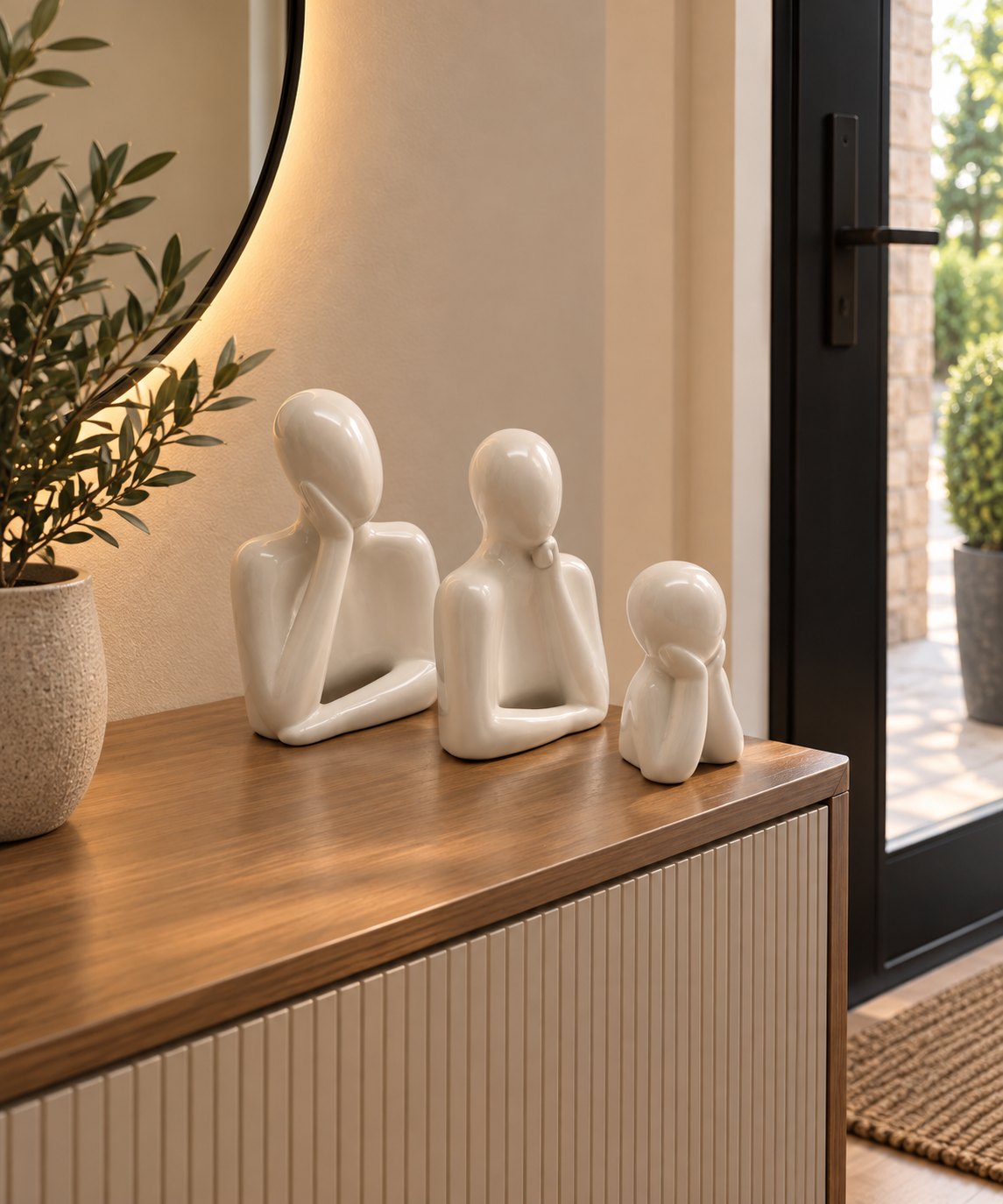 Abstract Thinker Sculpture Set of 3