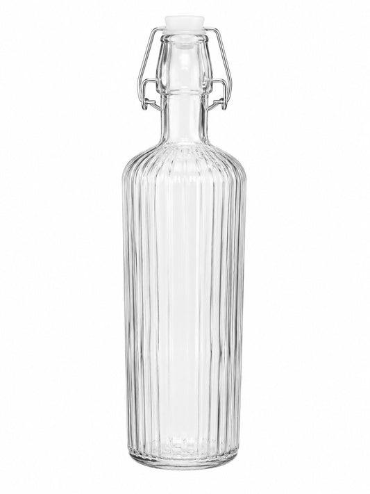 Ribbed Glass Water Bottle (1L)
