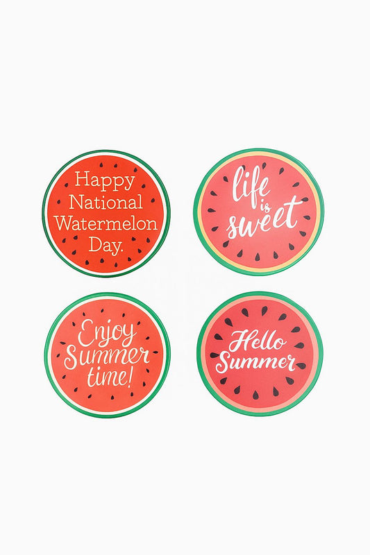 Watermelon-Themed Summer Coaster Set – 4 Pieces