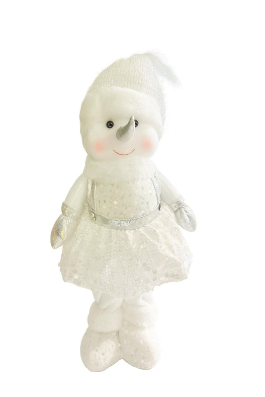 White Snowman Doll with Silver Dress