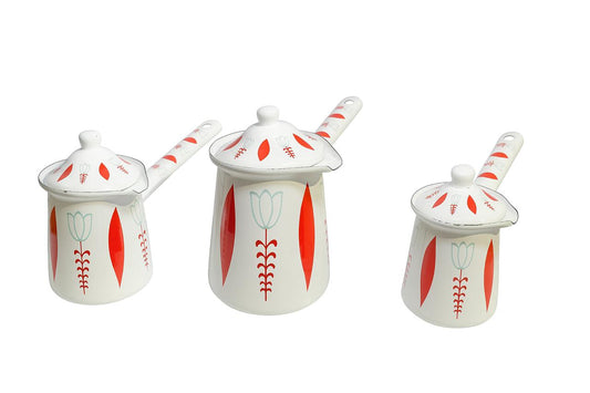 Vintage Floral Turkish Coffee Pot Set – 3 Pieces