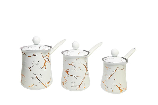 Marble Design Turkish Coffee Pot Set – 3 Pieces
