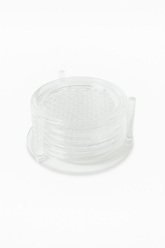 Clear Textured Acrylic Coaster Set – 6 Pieces