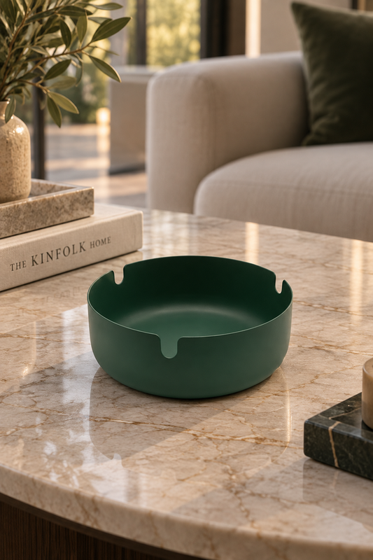 Matte Green Metal Ashtray