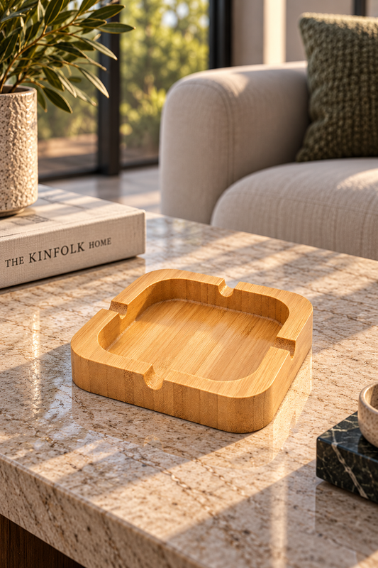 Square Bamboo Ashtray - 9.5cm