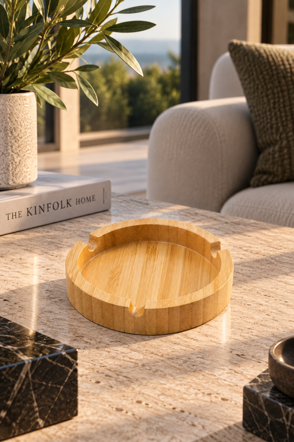 Round Bamboo Ashtray - 9.5cm