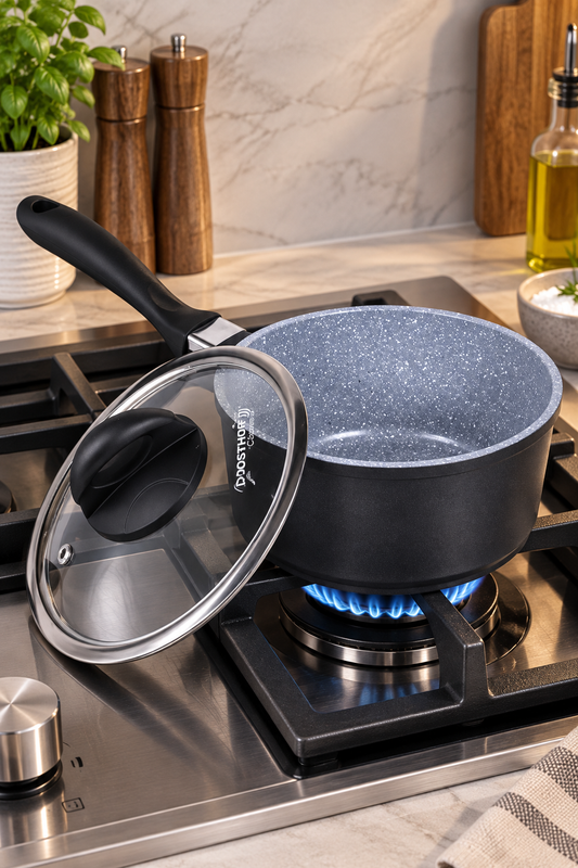 Dosthoff® Non-Stick Granite Cookware – Casserole with Glass Lids 16cm