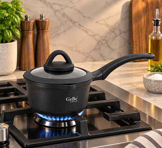 Non-Stick Saucepan with Glass Lid Black – GeBe Collection