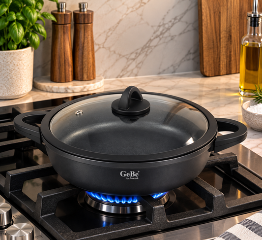 Non-Stick Shallow Casserole with Glass Lid – GeBe Collection