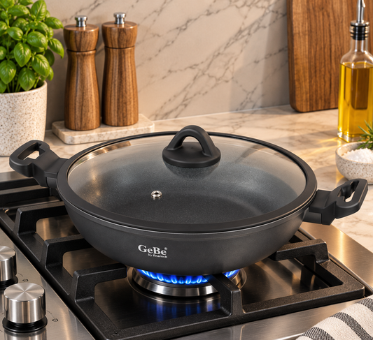 Non-Stick Wok with Glass Lid – GeBe Collection - 32cm