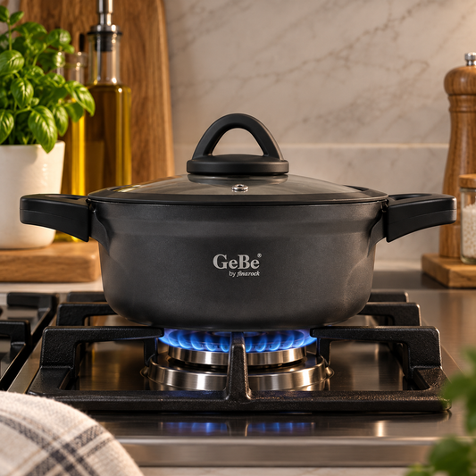 Deep Non-Stick Stockpot with Glass Lid Casserole – GeBe Collection