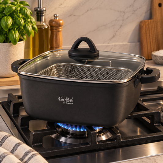 Square Non-Stick Deep Fryer with Glass Lid – GeBe Collection
