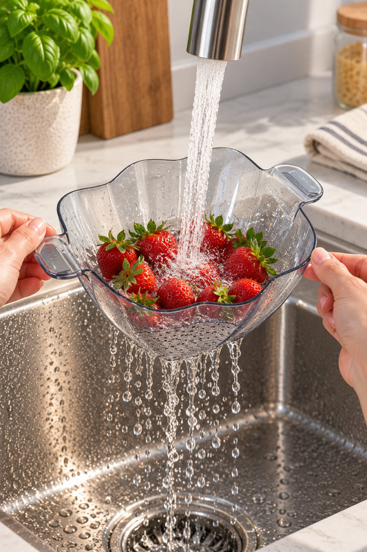 Transparent Petal-Shaped Colander Bowl