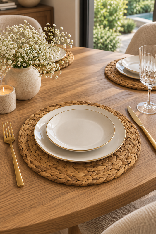 Border Design Round Placemat - Set of 6