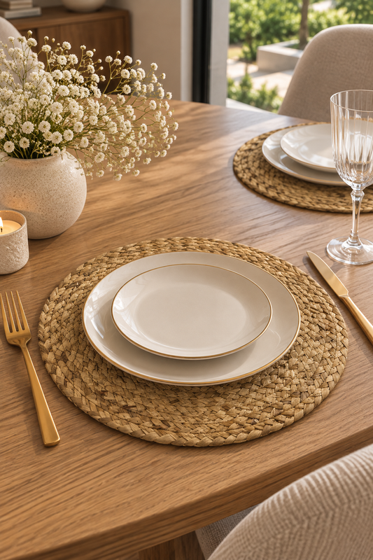 Scalloped Edge Round Placemat - Set of 6 - 38cm