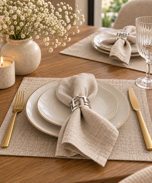 Greek Key Silver Napkin Rings – Set of 4