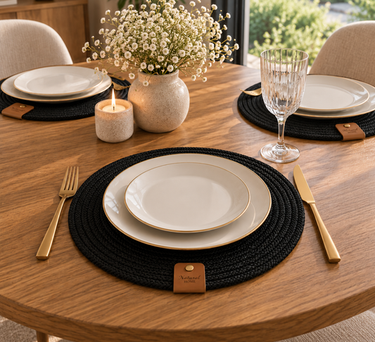 Black Braided Under Glass – Set of 6