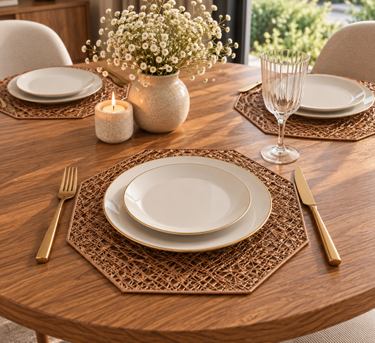 Geometric Lace Cutout Placemat – Rose Gold - Set of 6