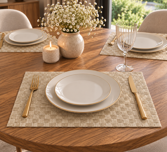 Champagne Woven Check Placemat - Set of 6