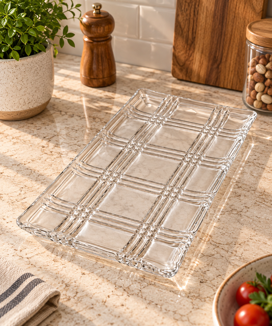 Rectangular Textured Serving Tray (Glass)