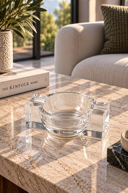 Acrylic Ashtray Trio – Amber, Black & Clear Modern Designs