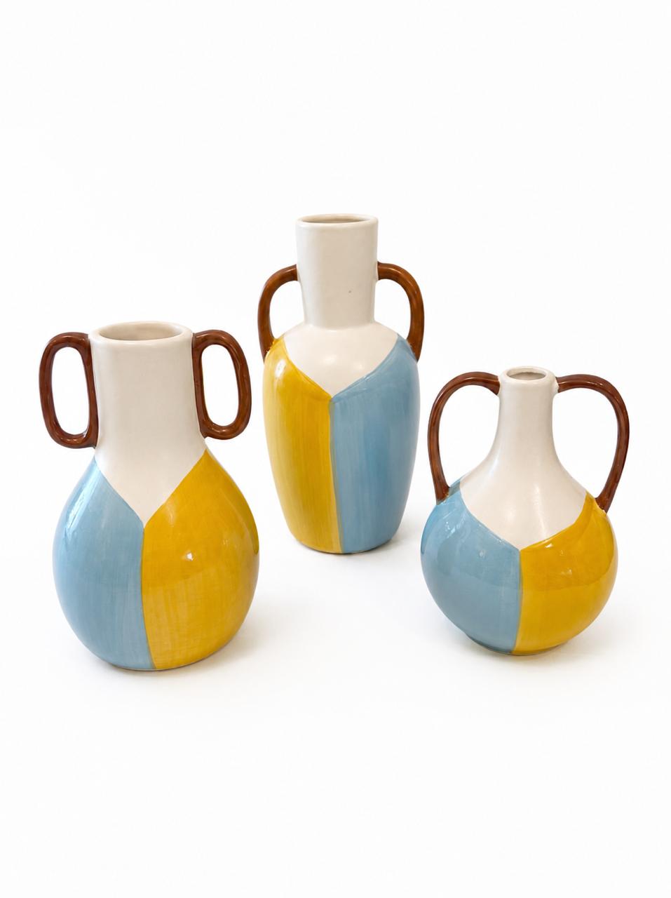 Modern Dual-Tone Ceramic Vase - Set of 3
