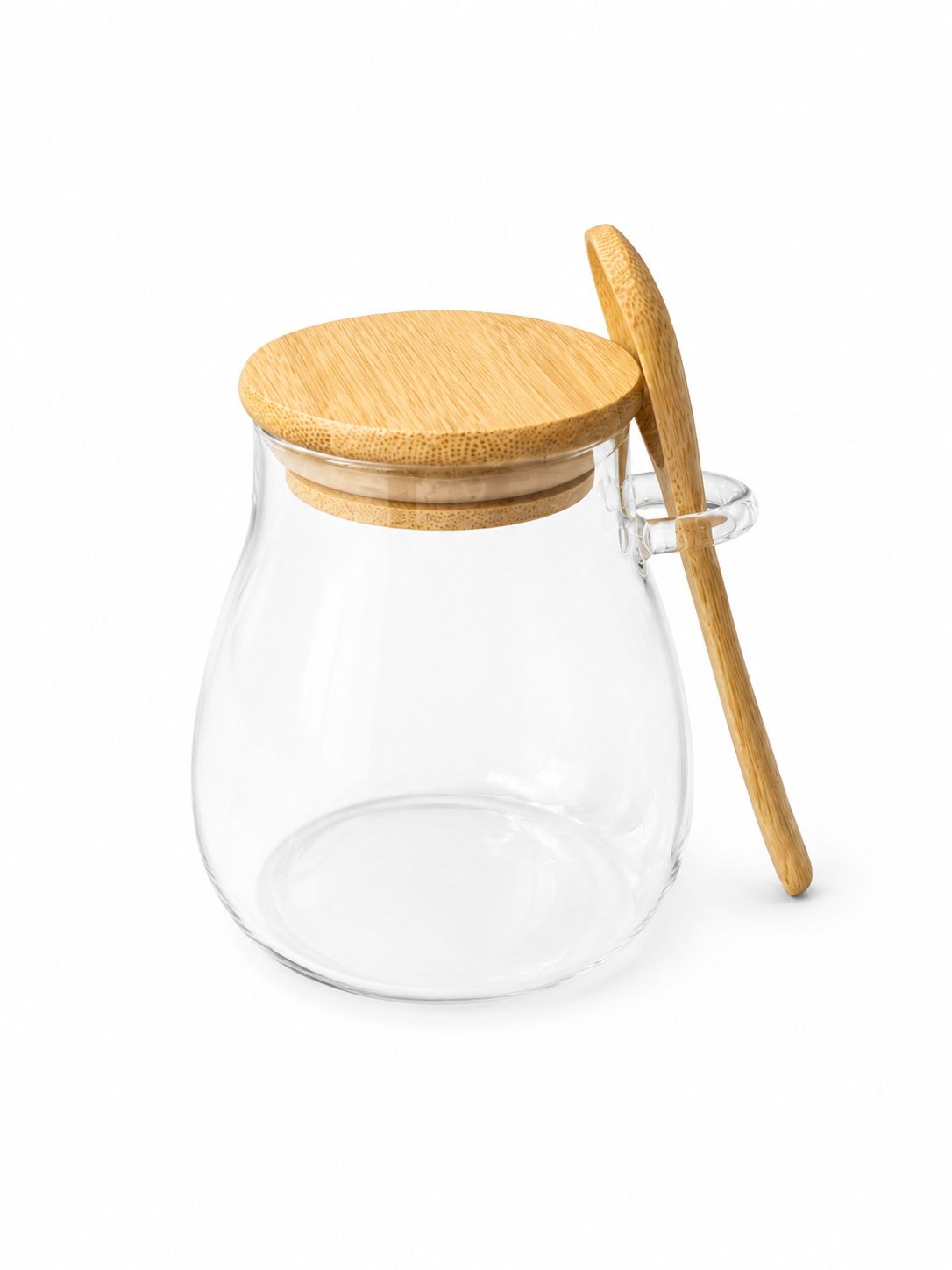 Glass Storage Jar with Bamboo Lid & Spoon - 350ml