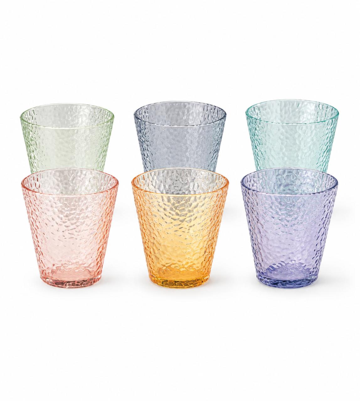 Textured Colored Glass Tumbler - Set of 6