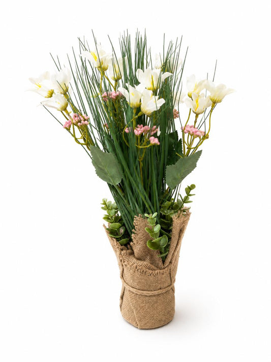 Artificial Floral Grass Arrangement in Rustic Wrap