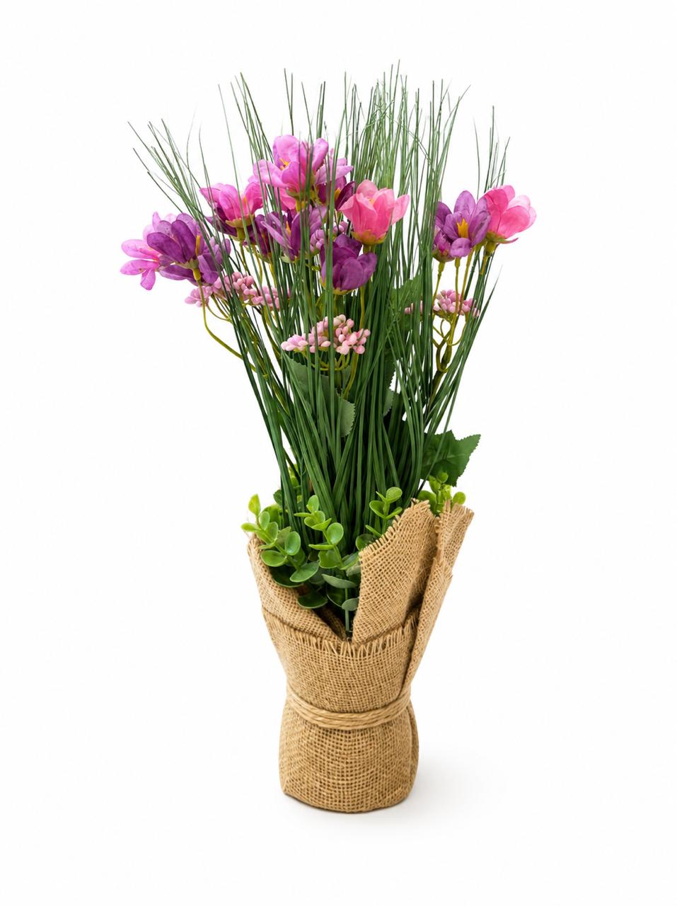 Artificial Floral Grass Arrangement in Rustic Wrap