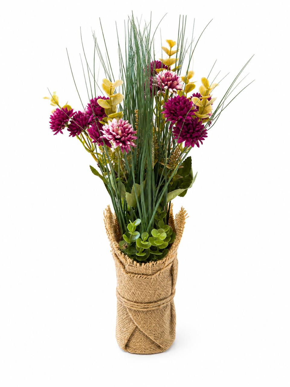 Artificial Floral Grass Arrangement in Rustic Wrap