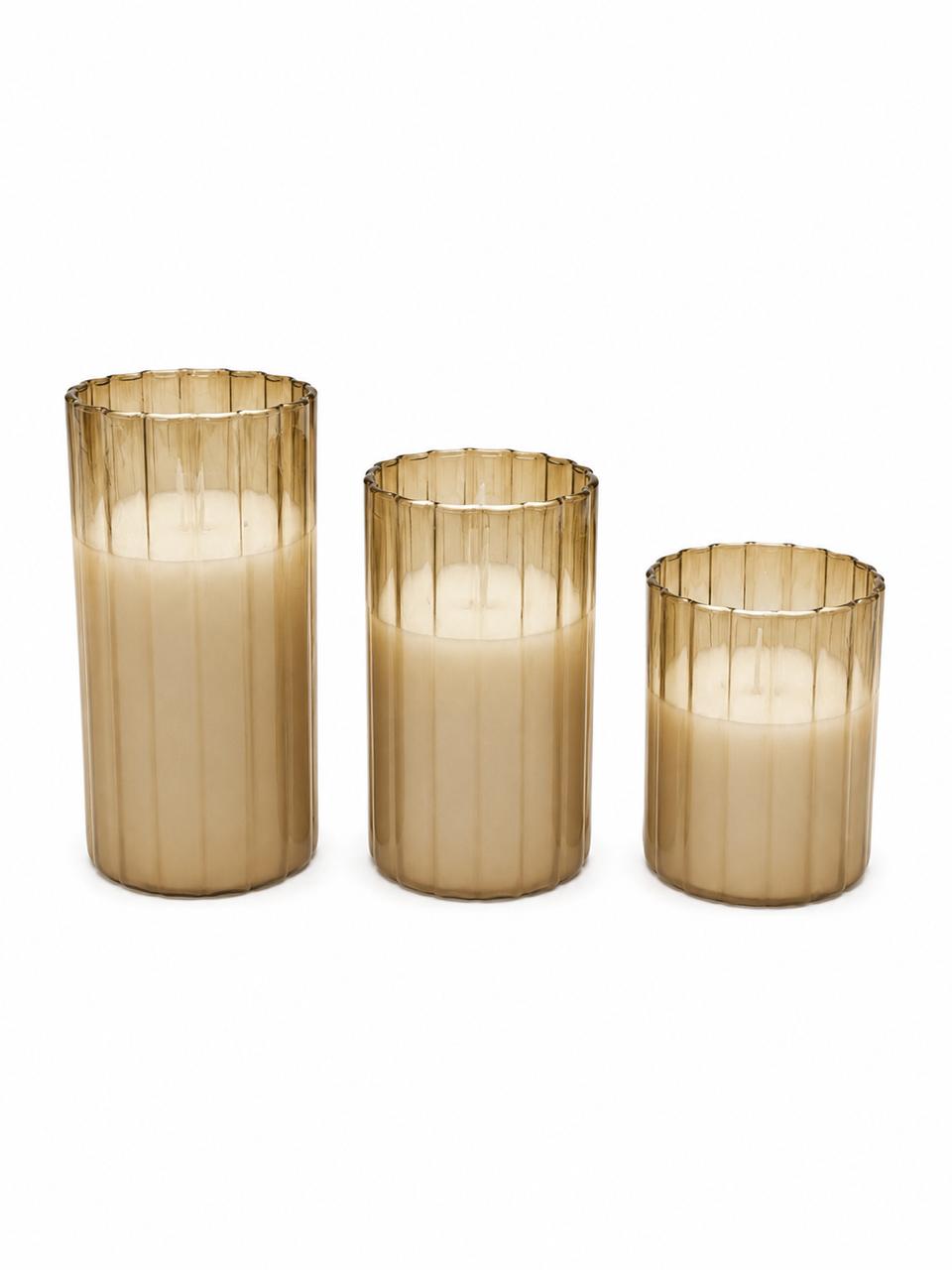 Luxury Ribbed Glass Candle Set of 3 (10/12/15 cm)