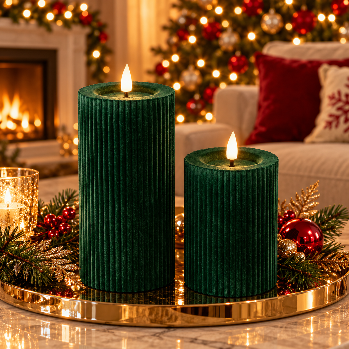 Velvet Candles - styled holiday setting