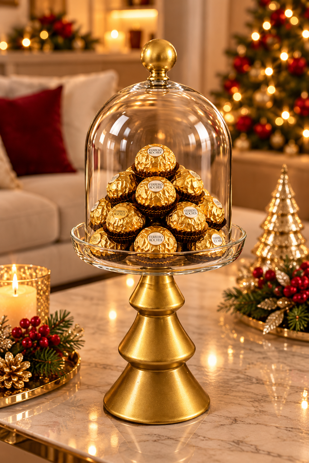Tree-Base Glass Bonbonniere – Gold