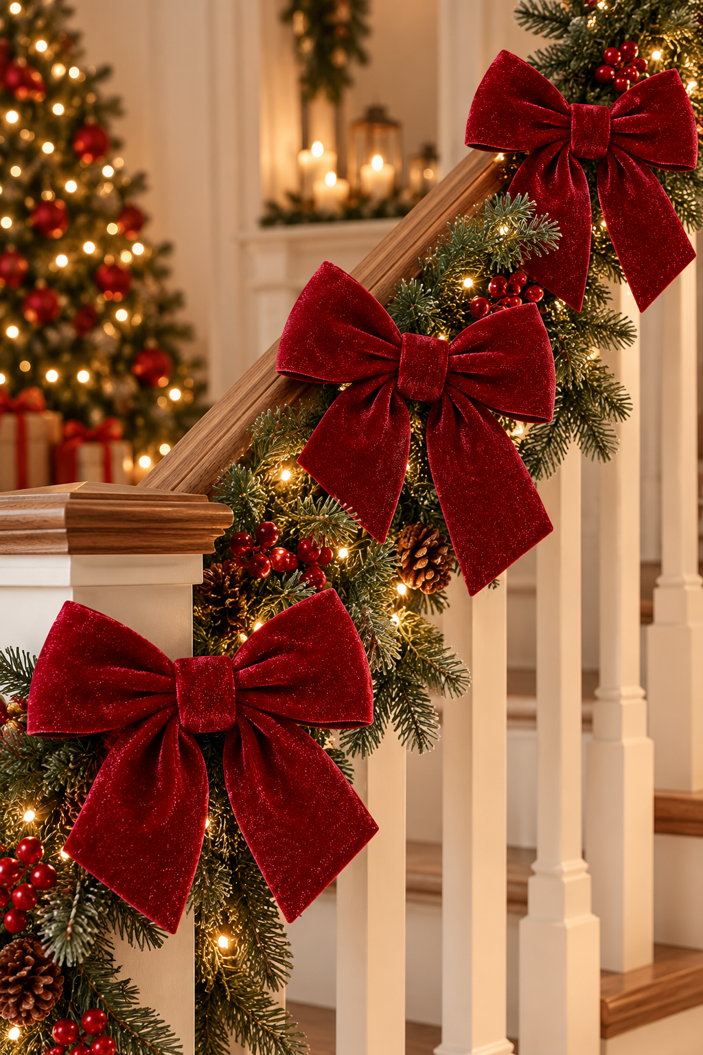 2-Piece Red Velvet Holiday Bow Set