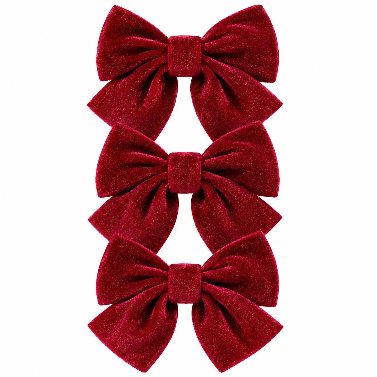2-Piece Red Velvet Holiday Bow Set on white background
