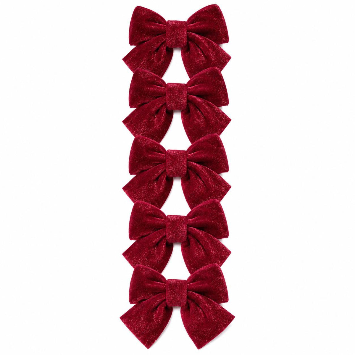 4-Piece Red Velvet Holiday Bow Set on white background