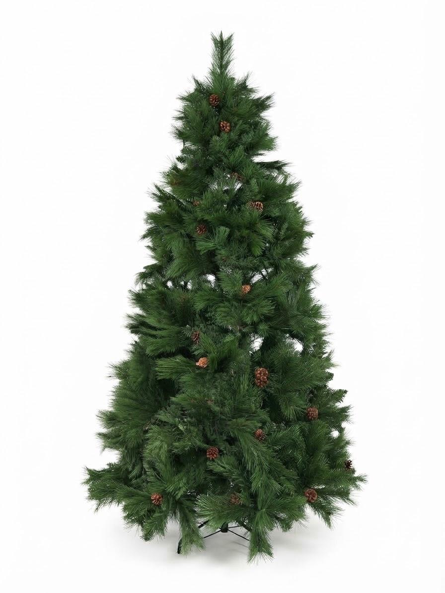 Artificial Christmas Tree with Pinecones - white background