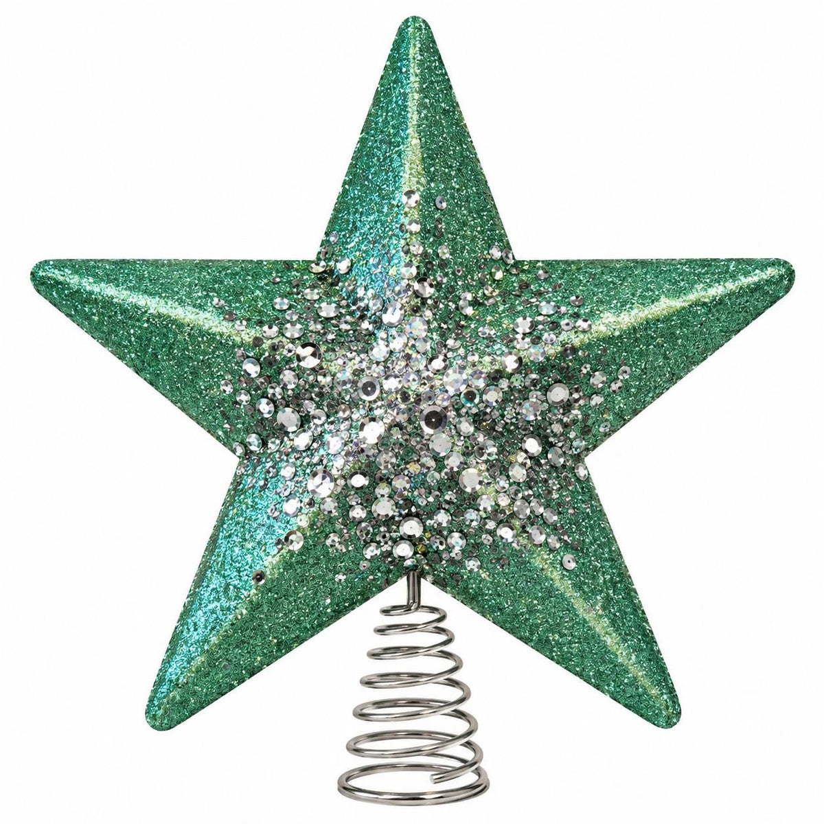 Green Glitter Star Christmas Tree Topper - white background